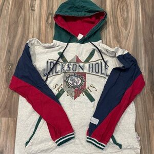 Vintage Jackson Hole Ski Country Long Sleeve Hoodie Made In USA